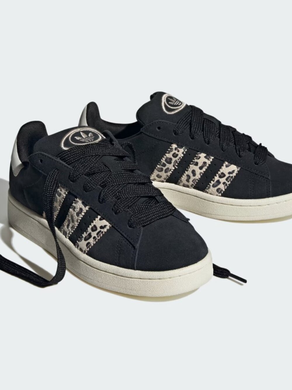 ADIDAS- Originals Campus 00s Sneakers- black w/ leopard print stripes- sz. 7.5